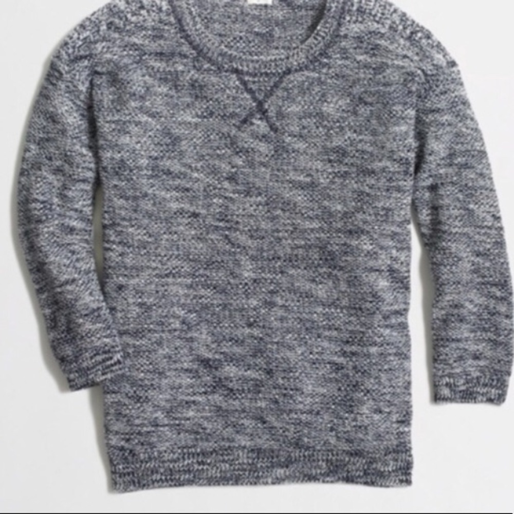 Jcrew Navy and White Marle Cotton Sweater
